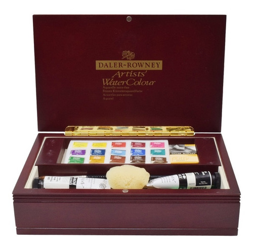 Imagen 2 de 5 de Acuarela Profesional Daler Rowney Set De Madera 15 Pastillas