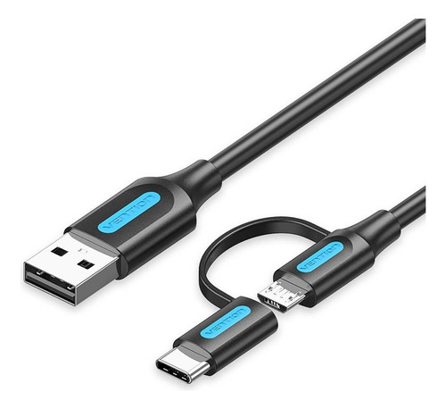 Cable Usb 2 En 1 A Micro Usb Y Usb-c 2.0 3a 2m Vention