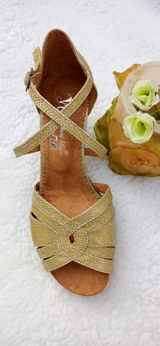 Zapatos De Baile S/f, Tango,salsa,bachata, Dorado Am Envío gratis - Main Image