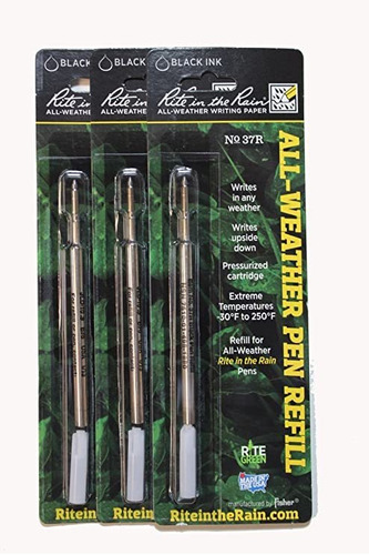 Rite In The Rain All Weather Pen Refill, Negro (3 Pack)