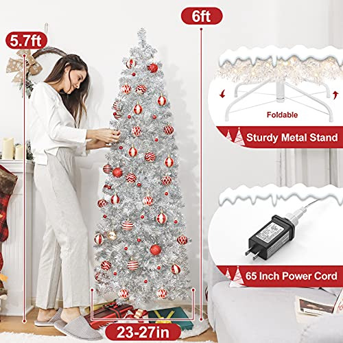 Árbol De Navidad Preluminado Forma De Lápiz De 6 Pies...