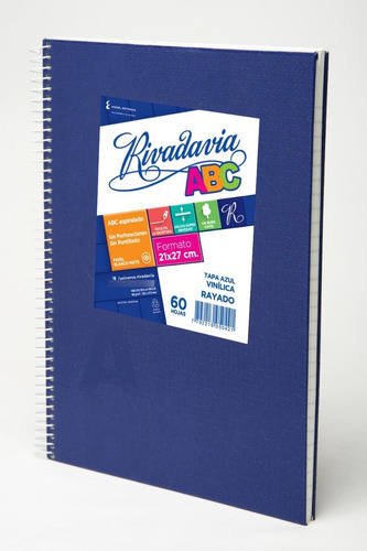 Cuaderno Rivadavia Abc Espiralado 60 Hojas Rayado Azul