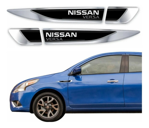 Par Adesivos Apliques Laterais Para Nissan Versa 20437 Cor Cromado