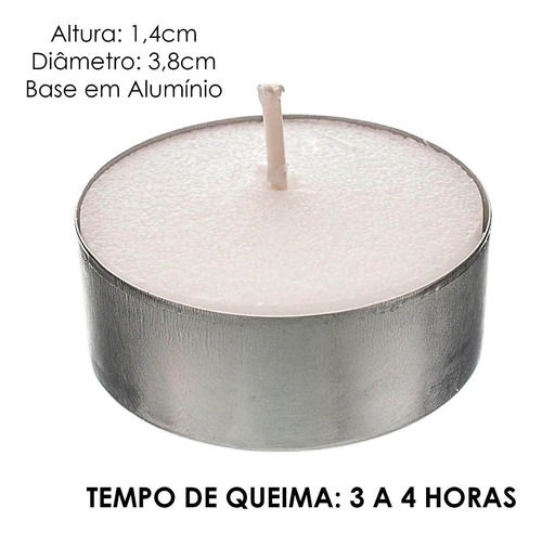 60 Velas Rechaud Brancas Em Suporte Alumínio - 4hrs Queima