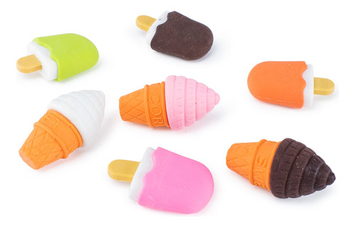 Colorido Mini Cono De Helado Fudge Pop Frozen Treat Erasers.