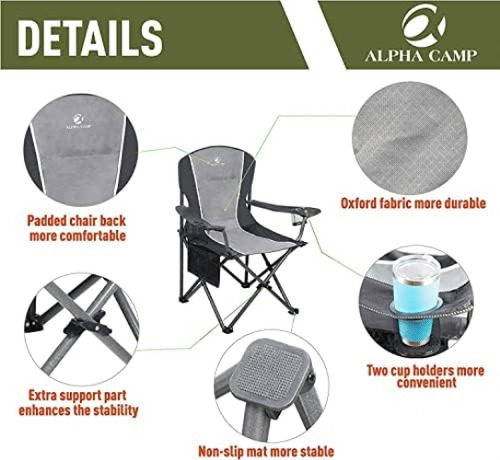 Alpha Camp Silla Plegable Para Acampar Soporte Resistente 35