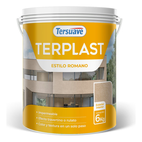 Revoque Plástico Texturado Terplast Romano Grueso Blanco 6kg