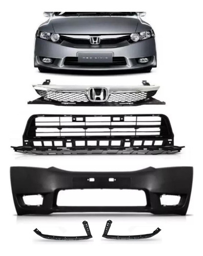 Kit Combo New Civic 2007 2008 2009 2010 2011 Frente C/ Guias