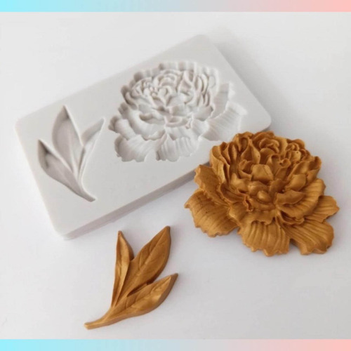 Molde De Silicone Flor De Lotus Com Folhas