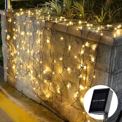 Imagen 3 de 6 de Pack X2 Luces Solares Navidad Guirnalda 20 Metros 200 Led