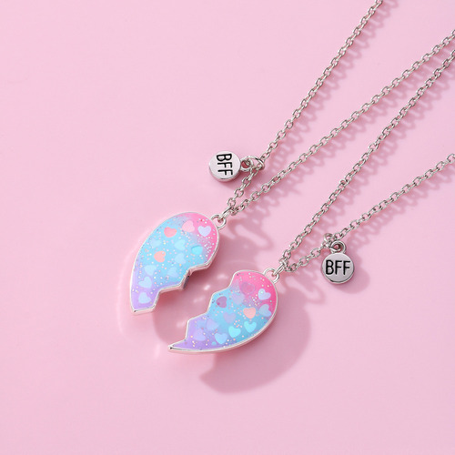 A 1 Par Collares Corazón Lindo Magnético Bff Bff Collares