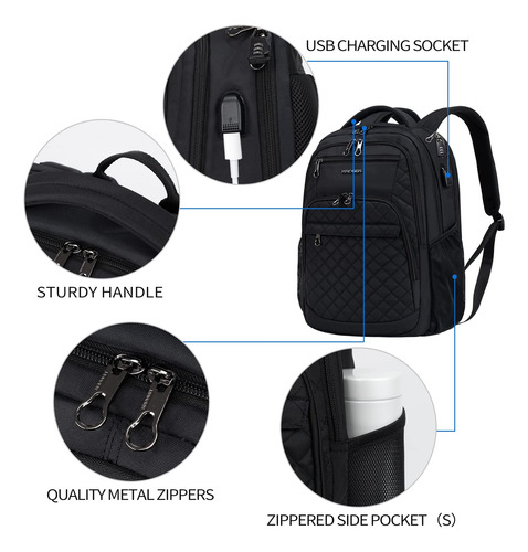 Mochila Kroser Para Portátil De Viaje De 17 Pulgadas, Repele