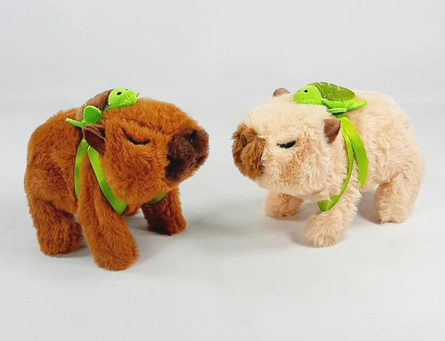 Capibara Peluche Camina Mueve El Hocico Sonido Sin Y C/luz Marrón Oscuro
