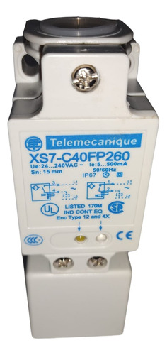 Xs7-c40fp260 Sensor Ind. 40x40x117 Sn15mm 24/240v 5...500 Ma