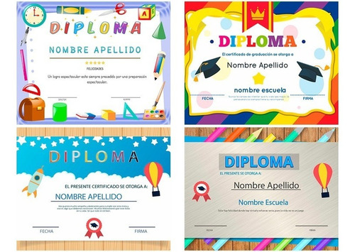 25 Plantillas Diplomas 8x10 Infantiles Psd Editables
