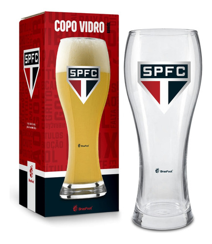 Copo De Vidro Joinville Time São Paulo 680ml Brasfoot Cor Vermelho