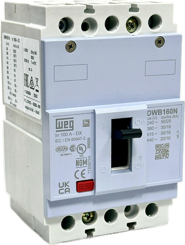 Disjuntor Caixa Moldada 3p Weg Dwb160n100 100a 11339704 Novo