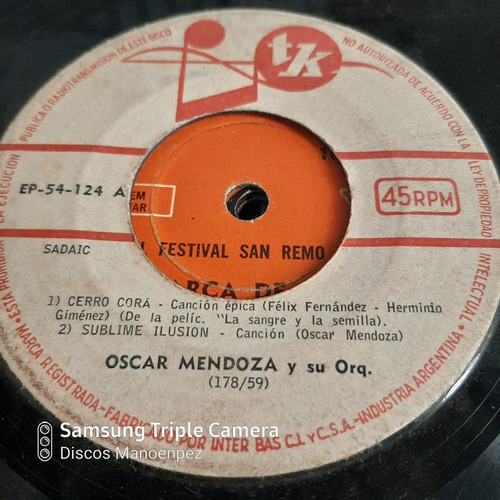 Simple Oscar Mendoza Su Orquesta - Oscar Escobar Tk  C19