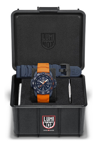 Set Reloj Y Correa Luminox Hombre Naranja Xs.3253.cbnsf.set