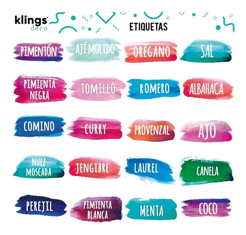 Imagen 1 de 2 de Etiquetas Condimentos Frasco Especies Especieros Pincel