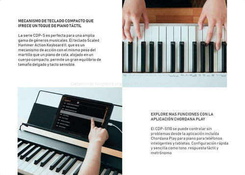 Piano Digital Casio Cdp-s110 Atril Fuente Pedal 88 Teclas
