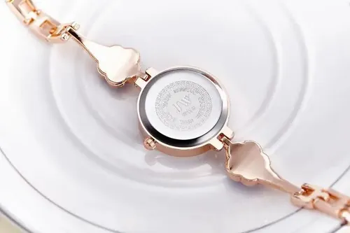 Reloj De Pulso Para Mujer Con Piedras Diseño Formal Y Casual Correa Rosado Piedras Transparentes