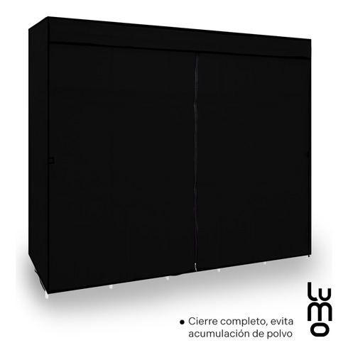165cm Closet Grande Ropero Armario Reforzado Portatil Color Negro