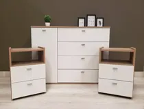 Comprar Cómoda Mas 2 Veladores Dakar Color Blanco\u002Fhaya Tu Mesita