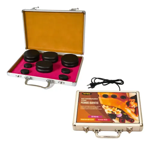 Kit Pedras Vctec Quentes Com Maleta Aquecedora Spa Therapy Massage