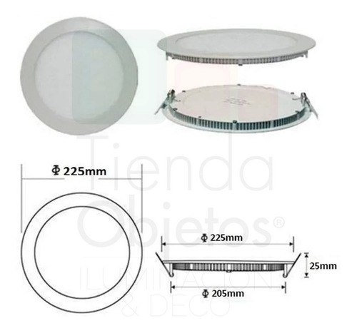 Imagen 4 de 5 de Plafon Embutido LED 18w Redondo Panel Luz Fria