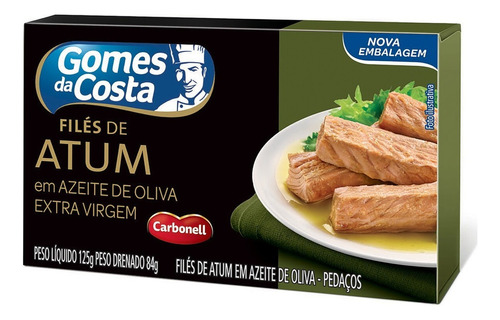 Filé de Atum em Pedaços em Azeite de Oliva Caixa 125g Gomes da Costa