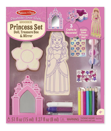 Melissa Y Doug Decoran A Tus Propia Madera Princesa Set New