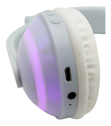 Headphone Orelha De Gato Com Led Bluetooth 5.0 Eargat Branco