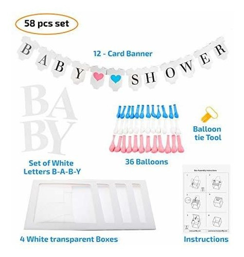 Zaniflip - Juego De 58 Decoraciones Para Baby Shower Para Ni