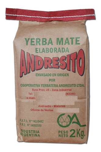 Yerba Mate Andresito Tradicional 2kg