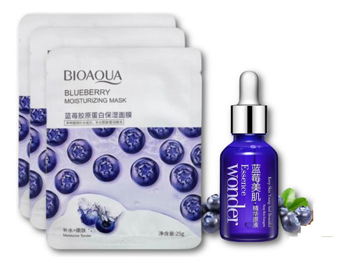 Pack Serum Blueberry Y 10 Und Mascarilla Facial- Bioaqua