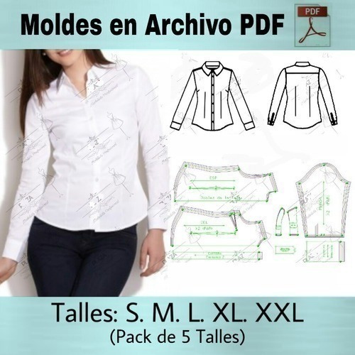 Molde Patrones Camisa Mujer Basica Entalladas S Al Xxl