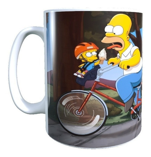 Taza  Familia Simpson En Bicicleta