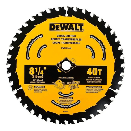 Disco Sierra Dewalt 8-1/4 Plgx40 D X5/8 PLG