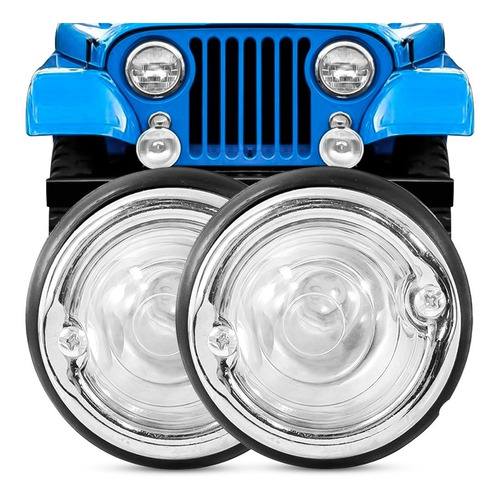 Par Lanterna Dianteira Jeep Willys Rural Pisca Cristal 2 Pçs