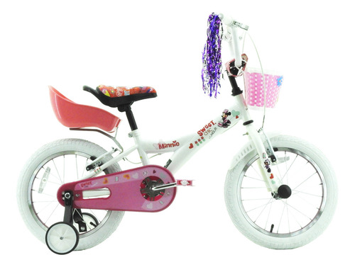 Bicicleta Infantil Para Minnie Rodado 16 Paseo Nena/niña Color Blanco Tamaño Del Cuadro 16