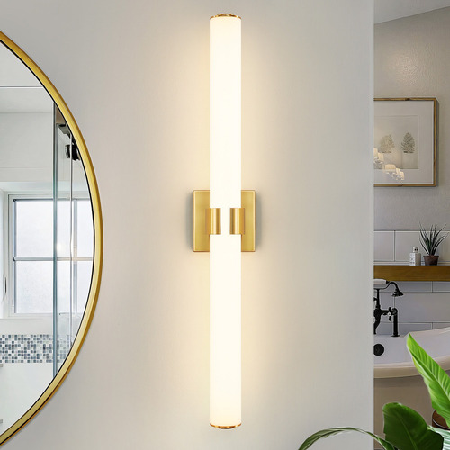 Lámpara Led De Pared Moderna Para Espejo De Baño Interiores Estructura Dorado