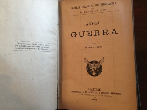 Benito Pérez Galdós - Angel Guerra 3 Tomos La Guirnalda 1891
