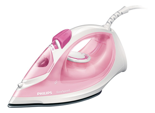 Plancha a vapor Philips GC1022 EasySpeed
 color blanco y rosa con suela antiadherente 220V