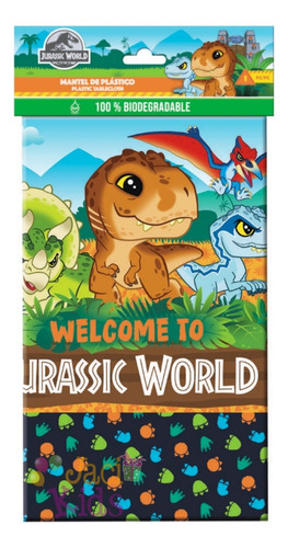 Mantel De Plástico Jurassic World Infantil Dinosaurio Jur0h2 Color Verde y Cafe