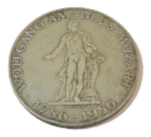Imagen 4 de 6 de Moneda Plata Austria 25 Shilling 1956 Bicentenario Mozart