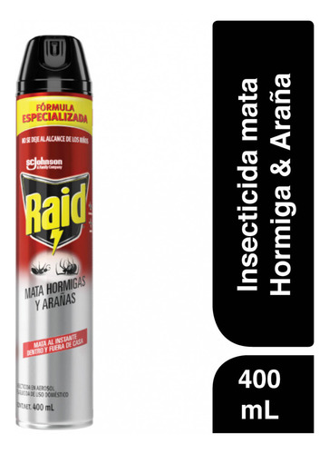 Insecticida en Aerosol Raid Mata Hormigas y Arañas 400ml