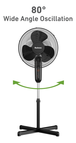 Ventilador De Pé Digital Holmes 16, 3 Velocidades E 3 Modos