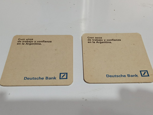 2 Antiguos Posavasos Publicidad Deutsche Bank Colección 