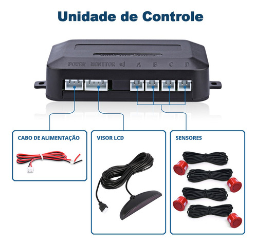 Retrovisor Com Tela + Câmera + Sensor Ré Vermelho Fox 2009